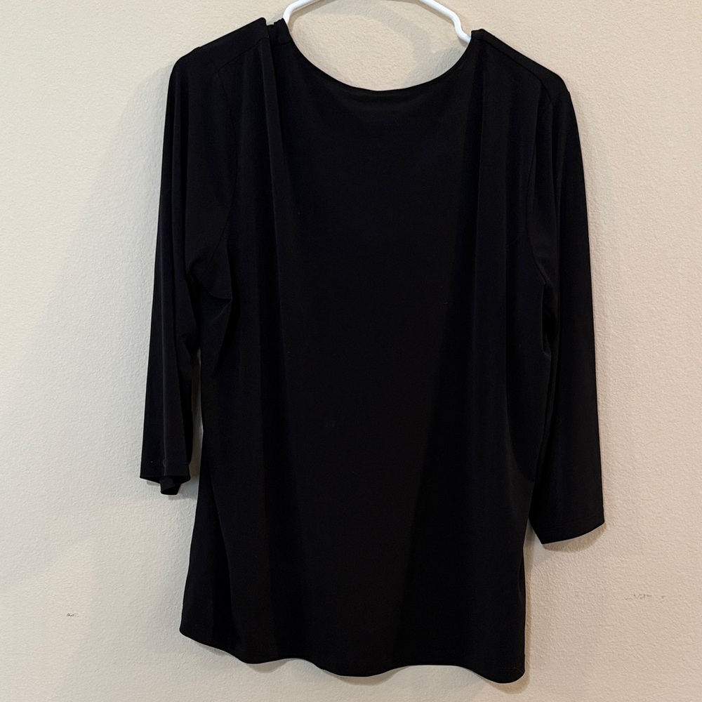 Jones New York Black Drape Neck Blouse - Picture 3 of 3